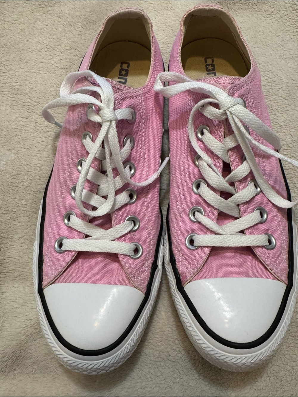 Converse Pink Low-Top Canvas Sneakers with White Accents